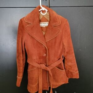 Vintage Jet Set Of California 100% Leather Brown Jacket